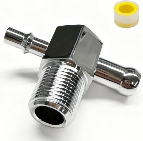 Upgraded Chrome Aluminum 90° Intake Manifold Vacuum Tee Fitting with 3/8" NPT, 1/4" & 3/8" Nipple Hose Barb, Universal for SBC BBC GMC Cadillac Pontiac Buick Ford in Kuwait