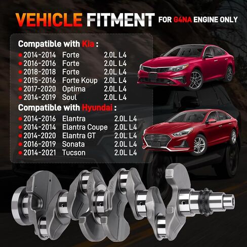 623V6-2EH00 G4NA 2.0L Engine Crankshaft with Connecting Rods & Bearings Compatible with 2014-2021 Kia Soul Optima Forte Hyundai Sonata Tucson Elantra Replace# 23110-2E200 23500-2E400 in Kuwait