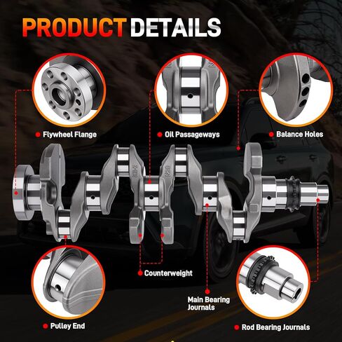 623V6-2EH00 G4NA 2.0L Engine Crankshaft with Connecting Rods & Bearings Compatible with 2014-2021 Kia Soul Optima Forte Hyundai Sonata Tucson Elantra Replace# 23110-2E200 23500-2E400 in Kuwait
