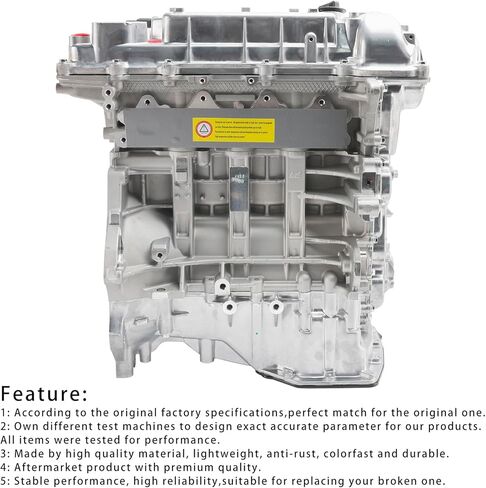 مجموعة محرك Bruce & Shark G4FD 1.6L طويلة الكتلة لسيارة Hyundai Accent GL 2012-2016، Accent GLS Sedan 2012-2017، Accent SE 2015-2017، لكيا ريو EX/LX 2012-2016، تناسب موديلات Soul in Kuwait