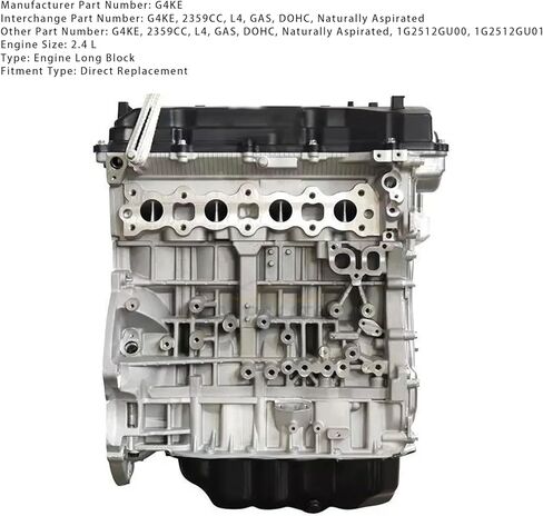 Bruce & Shark G4KE 2.4L مجموعة المحرك كتلة طويلة لشركة Hyundai Santa Fe 2010-2020، Sonata 2007-2019، لكيا أوبتيما 2008-2019، سورينتو 2009-2020 استبدال مباشر G4KE in Saudi Arabia