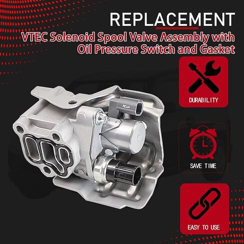 VTEC Solenoid Spool Valve Assembly with Oil Pressure Switch and Gasket Compatible with 2002-2011 Honda Accord Civic CR-V Element Acura RSX Replaces 15810-PNE-G01 15810-RAA-A03 15810-PPA-A01 in Kuwait