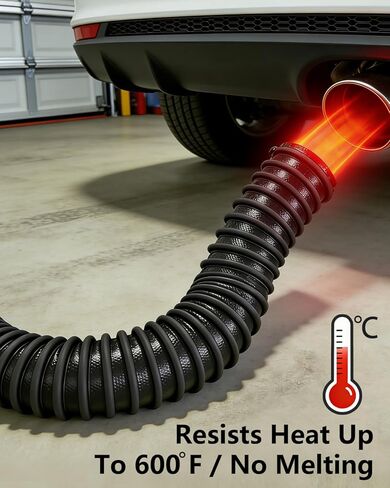 خرطوم عادم السيارة للمرآب - 2.5 بوصة معرف × 11 بوصة شديد التحمل، أنبوب تهوية من المطاط EPDM للسيارات، مقاوم للحرارة 600 درجة فهرنهايت ومقاوم للسحق، وصلة عادم سيارة قابلة للتوصيل لمتجر السيارات العلوي in Kuwait