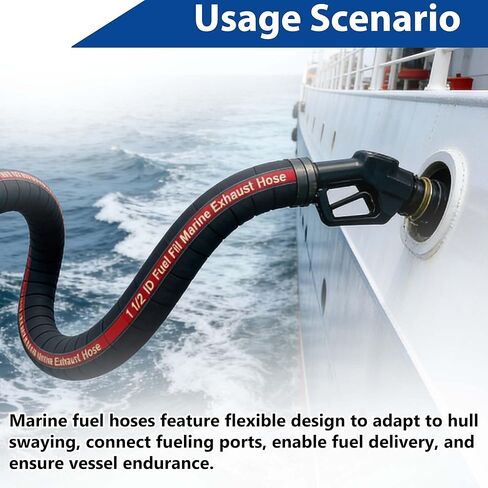 1.5" ID 48" Length Marine Fuel Filler Hose丨Fuel Tank Vent and Exhaust Hose丨1-1/2 Fuel Fill/Marine Exhaust Hose for Gasoline Methanol Ethanol Fuel丨58524 Hose in Kuwait