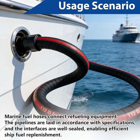 1.5" ID 48" Length Marine Fuel Filler Hose丨Fuel Tank Vent and Exhaust Hose丨1-1/2 Fuel Fill/Marine Exhaust Hose for Gasoline Methanol Ethanol Fuel丨58524 Hose in Kuwait