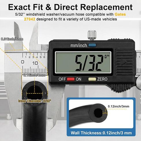 خرطوم غسيل الزجاج الأمامي وخرطوم المكنسة بطول 5/32 بوصة بطول 25 بوصة من Dreyoo - متوافق مع البوابات 27042، يتضمن 5 قطع مشابك ومجموعة موصلات 15 قطعة (قطر داخلي 5/32) in Kuwait