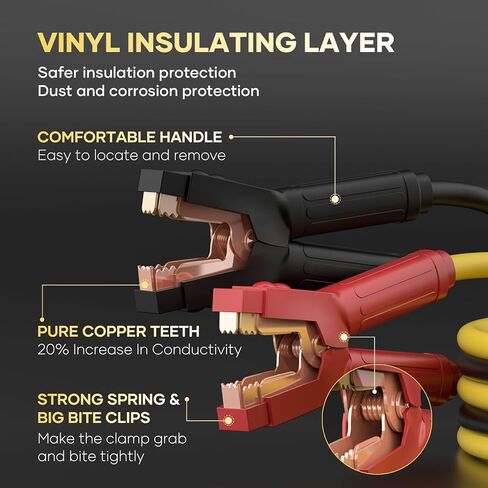 Heavy Duty Jumper Cables, 0 Gauge 30 Feet 1000 Amp Automotive Booster Cables for Car Battery, for Car, SUV and Trucks Battery, with Carry Case, Gloves, Brushes in Kuwait