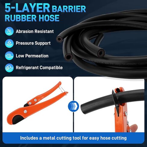25PCS Air Conditioning Hose and Fitting Kit Includes 3PCS 9.8ft #6#8#10 AC Hoses, 22PCS #6#8#10 AC Fittings, 12Pcs O-Rings, Compatible with Automotive AC Systems R134a Universal in Kuwait