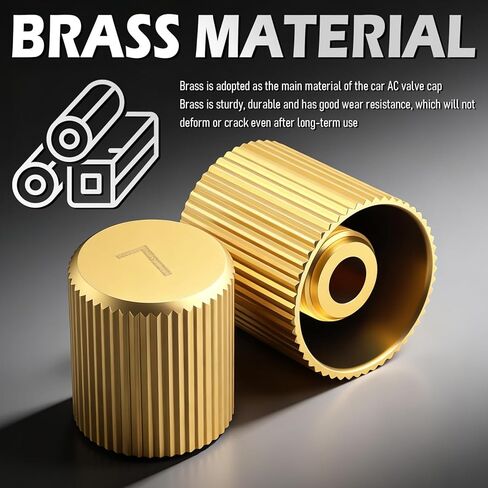 2PCS Car AC Low Pressure Port Cap & High Pressure Cap,Brass Cars AC Valve Caps with Sealing Ring,Seal-Tight & Dust-Proof ACS Service Port Caps Car Accessories for R134A System in Kuwait