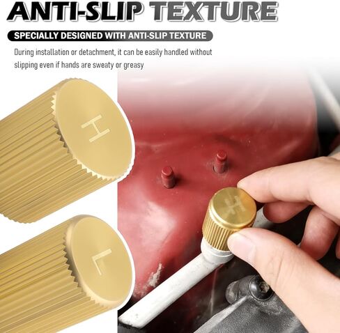 2PCS Car AC Low Pressure Port Cap & High Pressure Cap,Brass Cars AC Valve Caps with Sealing Ring,Seal-Tight & Dust-Proof ACS Service Port Caps Car Accessories for R134A System in Kuwait