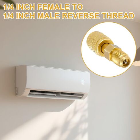 محول التبريد R32 R454B، 1/4 بوصة أنثى SAE خيط اليد اليسرى إلى 1/4 بوصة تركيب نحاسي متوهج ذكر، وصلة محول خزان التبريد A2L لمنفذ فراغ شحن HVAC المصغر، قطعة واحدة in Kuwait