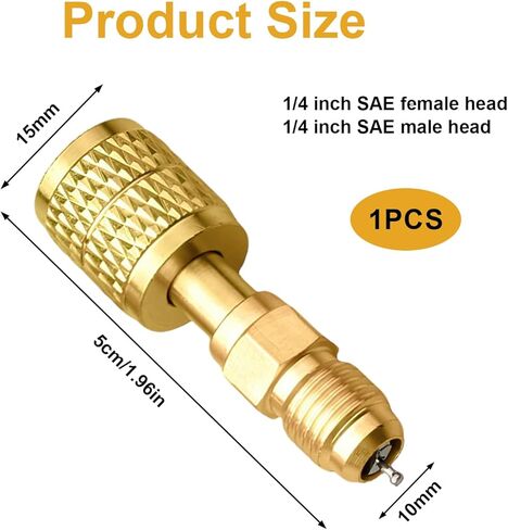 محول التبريد R32 R454B، 1/4 بوصة أنثى SAE خيط اليد اليسرى إلى 1/4 بوصة تركيب نحاسي متوهج ذكر، وصلة محول خزان التبريد A2L لمنفذ فراغ شحن HVAC المصغر، قطعة واحدة in Kuwait