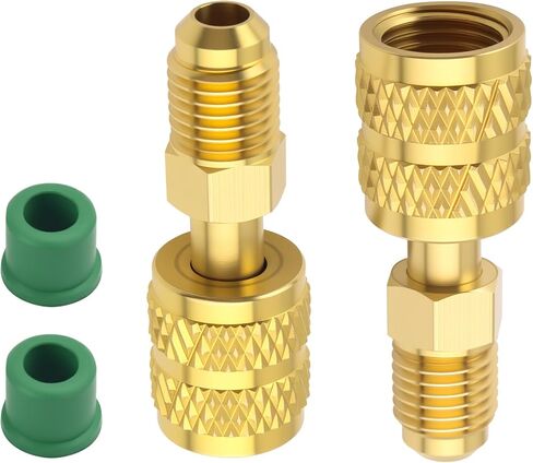 2PCS محول R410A مع 5/16 "SAE أنثى إلى 1/4" SAE ذكر، محول سبليت صغير مستقيم لأجهزة قياس التبريد AC HVAC، محولات فراغ سبليت عالمية صغيرة اكسسوارات السيارات in Kuwait