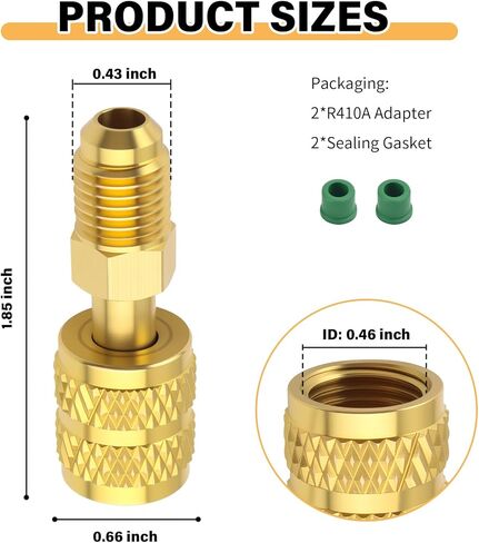 2PCS محول R410A مع 5/16 "SAE أنثى إلى 1/4" SAE ذكر، محول سبليت صغير مستقيم لأجهزة قياس التبريد AC HVAC، محولات فراغ سبليت عالمية صغيرة اكسسوارات السيارات in Kuwait