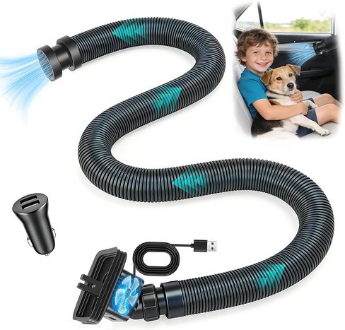 Car AC Vent Extender with Built-in Fan, Extendable Back Seat Air Conditioning, Directs Cool or Warm Air to kids, Elderly & Pets, Portable AC Hose, Universal for Vehicles in Saudi Arabia