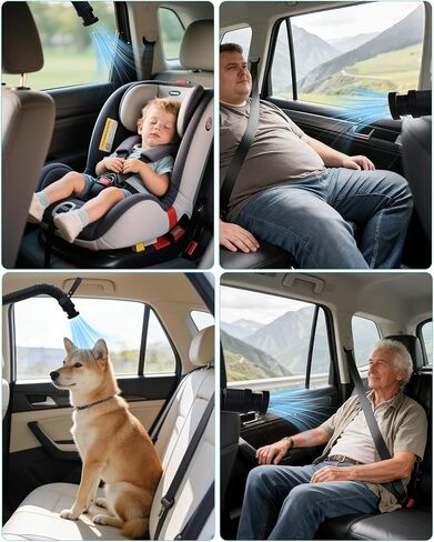 Car AC Vent Extender with Built-in Fan, Extendable Back Seat Air Conditioning, Directs Cool or Warm Air to kids, Elderly & Pets, Portable AC Hose, Universal for Vehicles in Saudi Arabia