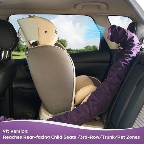 2nd Gen Hook Design Car Ac Vent Extender for Baby Kid Pet, Cool Air Conditioning Hose with Greater Airflow, More Secure Connections, Broader Compatibility,Ac Tube for Back/Third-Row Seat/Trunk(9FT) in Kuwait