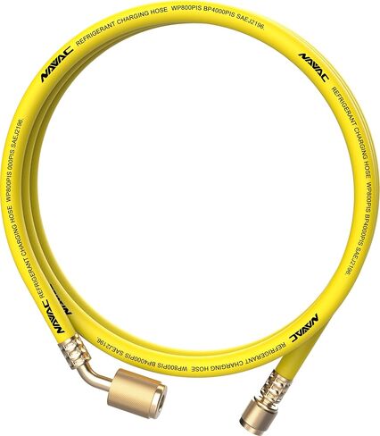 خراطيم تبريد منخفضة الخسارة NAVAC NH5SLL، 3 عبوات - خراطيم شحن HVAC لأنظمة A2L، تركيبات 1/4 بوصة SAE 45 درجة - موصلات محمل أسطواني، خافض قابل للتعديل، 800 رطل لكل بوصة مربعة -5 قدم، أحمر، أزرق وأصفر in Kuwait