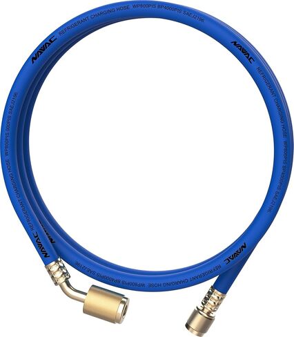 خراطيم تبريد منخفضة الخسارة NAVAC NH5SLL، 3 عبوات - خراطيم شحن HVAC لأنظمة A2L، تركيبات 1/4 بوصة SAE 45 درجة - موصلات محمل أسطواني، خافض قابل للتعديل، 800 رطل لكل بوصة مربعة -5 قدم، أحمر، أزرق وأصفر in Kuwait