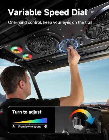 مروحة KEMIMOTO UTV مزودة بإضاءة RGB Halo، ومروحة تبريد مزدوجة كبيرة مقاس 8 بوصات مع قرص متغير السرعة، ومروحة تبريد علوية 12 فولت مع ضوء قبة متوافق مع Polaris Ranger، RZR XP 1000 2024+، CanAm Defender in Kuwait