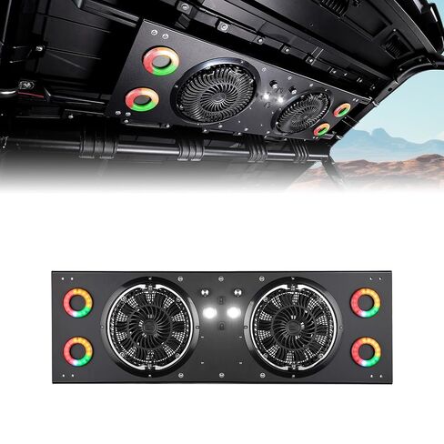 مروحة KEMIMOTO UTV مزودة بإضاءة RGB Halo، ومروحة تبريد مزدوجة كبيرة مقاس 8 بوصات مع قرص متغير السرعة، ومروحة تبريد علوية 12 فولت مع ضوء قبة متوافق مع Polaris Ranger، RZR XP 1000 2024+، CanAm Defender in Kuwait