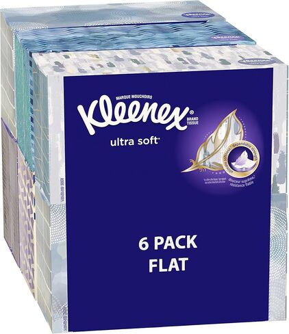 Kleenex Ultra Soft Facial Tissues, 4 Flat Boxes, 180 Tissues per Box, 3-Ply, Packaging May Vary in Saudi Arabia