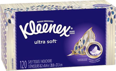Kleenex Ultra Soft Facial Tissues, 4 Flat Boxes, 180 Tissues per Box, 3-Ply, Packaging May Vary in Kuwait