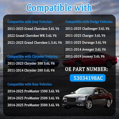 53034198AC السكك الحديدية الوقود يناسب لجيب دودج رام 2011-2025 جراند شيروكي 2011-2014 كرايسلر 200 300 2011-2025 تشالنجر تشارجر دورانجو 2011-2019 رحلة 2011-2014 المنتقم 2014-2025 ProMaster 3.6L V6 in Kuwait