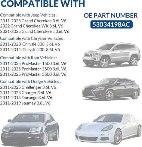 53034198AC 3.6L حاجز وقود حقن الوقود متوافق مع جيب دودج رام كرايسلر 200 300 2011-2025 جراند شيروكي تشالنجر تشارجر دورانجو 2011-2014 أفنجر 2011-2019 رحلة 3.6 لتر V6 in Kuwait