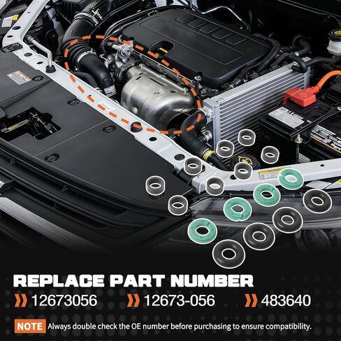 16 قطعة حاقن الوقود ختم O-حلقة عدة تناسب 1.4L 1.5L 1.8L شيفروليه تشيفي إكوينوكس ماليبو كروز تراكس، بويك إنكور جي إم سي توربو 2016-2022، يستبدل 12673056، 12673-056، أختام فيتون in Kuwait