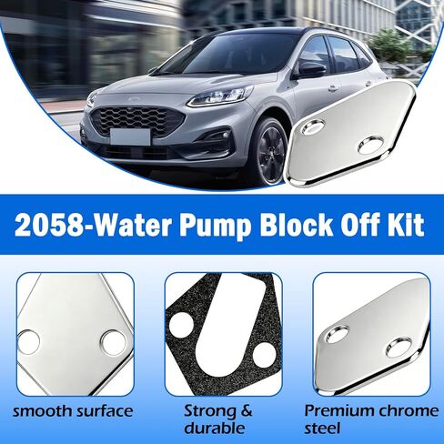 كتلة مضخة الوقود الفولاذية المصنوعة من الكروم خارج اللوحة 2058 - متوافقة مع محركات Ford Small Block 302,289,260,351W، استبدال Earthtec لكتلة صغيرة Ford Fuel Pump Blockk in Kuwait