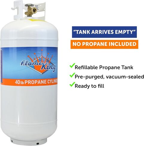 Flame King YSN401a 40 Pound Steel Propane Tank Cylinder with Overflow Protection Device Valve,White in Saudi Arabia