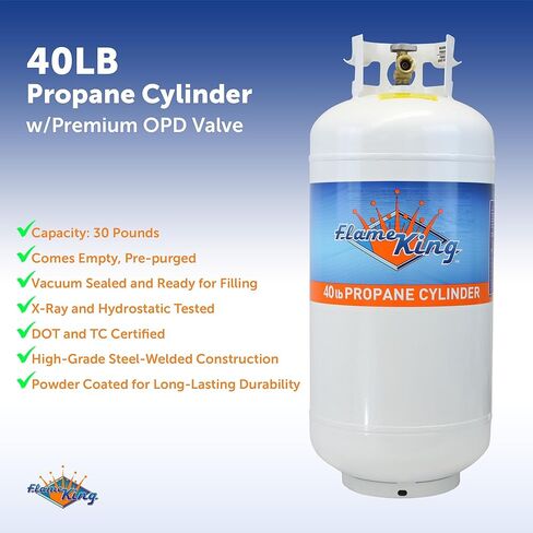 Flame King YSN401a 40 Pound Steel Propane Tank Cylinder with Overflow Protection Device Valve,White in Saudi Arabia