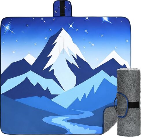 Tirrinia Waterproof Outdoor Blanket with Sherpa Lining, Windproof Triple Layers Warm Comfy Foldable for Camping Stadium, Sports, Picnic, Grass, Concert, Pet, Travel, Emergency Car Blanket Camo in Kuwait