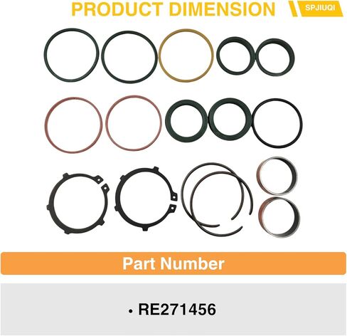 RE271456 Hydraulic Steering Cylinder Seal Kit - Fit for John Deere Tractor 5045D, 5045E, 5050E, 5055D, 5055E, 5058E, 5060E, 5065E, 5065M, 5067E, 5070M, 5075E, 5075M, 5076E, 5076E, 5078E, 5080M in Kuwait