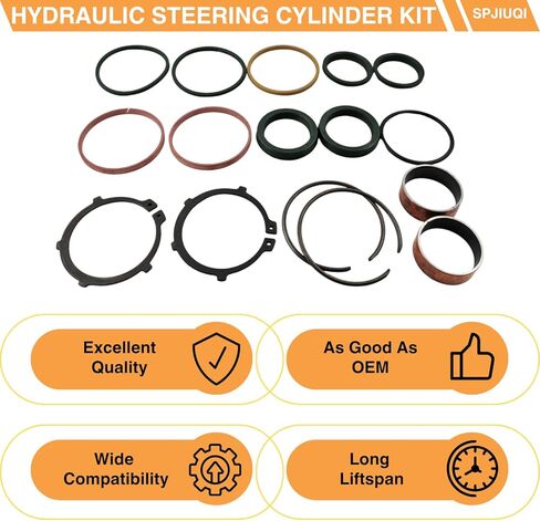 RE271456 Hydraulic Steering Cylinder Seal Kit - Fit for John Deere Tractor 5045D, 5045E, 5050E, 5055D, 5055E, 5058E, 5060E, 5065E, 5065M, 5067E, 5070M, 5075E, 5075M, 5076E, 5076E, 5078E, 5080M in Kuwait