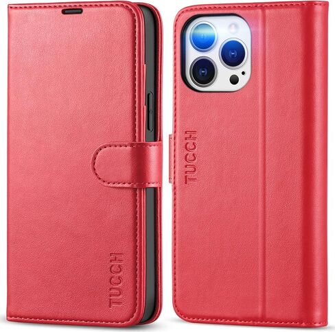 TUCCH Wallet Case for iPhone 13 Pro Max (6.7") 2021, 4 Card Holders, Black | RFID Blocking, Viewing Stand, Shockproof TPU Shell, PU Leather, Magnetic Closure, Protective Folio Flip Cover in Saudi Arabia