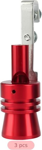 3 Pcs Turbo Sound Whistle, Red Aluminum Exhaust Muffler Pipe Whistle Tail Throat, Universal Car Roar Maker, XL Size for Fake Blow Off Valve Sound, Easy Installation in Kuwait