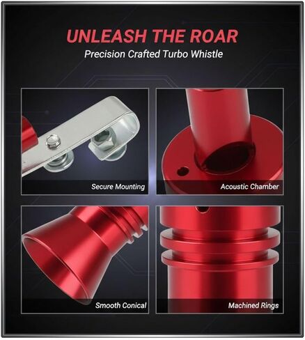 3 Pcs Turbo Sound Whistle, Red Aluminum Exhaust Muffler Pipe Whistle Tail Throat, Universal Car Roar Maker, XL Size for Fake Blow Off Valve Sound, Easy Installation in Kuwait