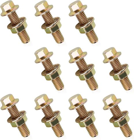 10 PCS M8 Car Exhaust Manifold Bolts, Anti-slip Sealing Flange Bolt and Nut Kit, Rust-proof Hexagonal Retaining Screw Hardware Set, Universal Fastener Replacement for Cars (Gold) in Kuwait