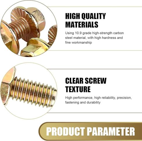 10 PCS M8 Car Exhaust Manifold Bolts, Anti-slip Sealing Flange Bolt and Nut Kit, Rust-proof Hexagonal Retaining Screw Hardware Set, Universal Fastener Replacement for Cars (Gold) in Kuwait