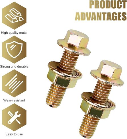 10 PCS M8 Car Exhaust Manifold Bolts, Anti-slip Sealing Flange Bolt and Nut Kit, Rust-proof Hexagonal Retaining Screw Hardware Set, Universal Fastener Replacement for Cars (Gold) in Kuwait