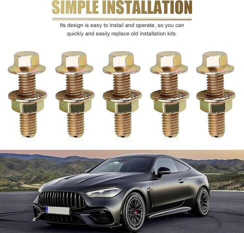 10 PCS M8 Car Exhaust Manifold Bolts, Anti-slip Sealing Flange Bolt and Nut Kit, Rust-proof Hexagonal Retaining Screw Hardware Set, Universal Fastener Replacement for Cars (Gold) in Kuwait
