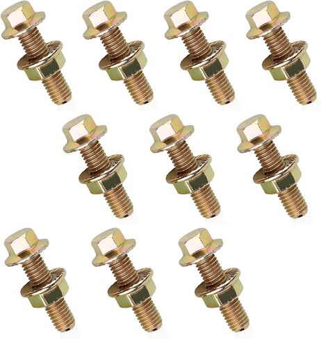 10 PCS Exhaust Manifold Bolts Hardware Kit, M8 Flange Hexagonal Screw Retainer Fastener, Steel Rust and Moisture Resistant Screws and Nuts, Universal for Most Cars, Trucks, SUVs (Gold) in Kuwait