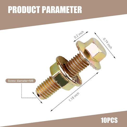 10 PCS Exhaust Manifold Bolts Hardware Kit, M8 Flange Hexagonal Screw Retainer Fastener, Steel Rust and Moisture Resistant Screws and Nuts, Universal for Most Cars, Trucks, SUVs (Gold) in Kuwait