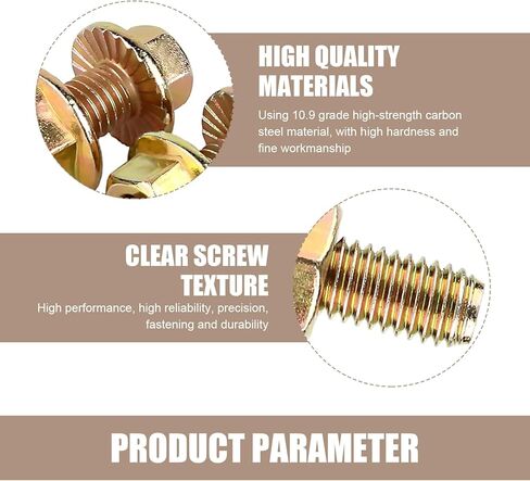 10 PCS Exhaust Manifold Bolts Hardware Kit, M8 Flange Hexagonal Screw Retainer Fastener, Steel Rust and Moisture Resistant Screws and Nuts, Universal for Most Cars, Trucks, SUVs (Gold) in Kuwait
