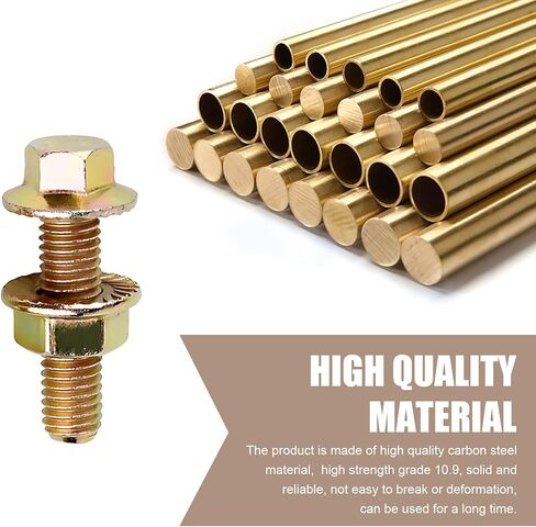 10 PCS Exhaust Manifold Bolts Hardware Kit, M8 Flange Hexagonal Screw Retainer Fastener, Steel Rust and Moisture Resistant Screws and Nuts, Universal for Most Cars, Trucks, SUVs (Gold) in Kuwait
