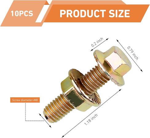 10 PCS Exhaust Manifold Bolts Hardware Kit, M8 Grade 10.9 for LS1 Header Bolts, Flange Screw Nut Hexagon Head Bolt & Screw Rod Assortment Kit (Gold) in Kuwait