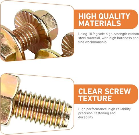 10 PCS Exhaust Manifold Bolts Hardware Kit, M8 Grade 10.9 for LS1 Header Bolts, Flange Screw Nut Hexagon Head Bolt & Screw Rod Assortment Kit (Gold) in Kuwait