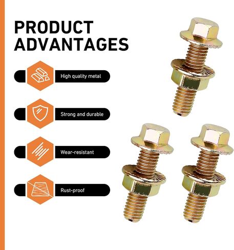 10 PCS Exhaust Manifold Bolts Hardware Kit, M8 Grade 10.9 for LS1 Header Bolts, Flange Screw Nut Hexagon Head Bolt & Screw Rod Assortment Kit (Gold) in Kuwait